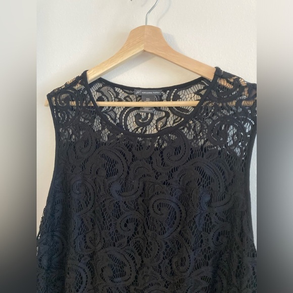 Adrianna Papell Black Lace Sleeveless Top Lined Layered Fairy Whimsigoth XXL 2X - Picture 2 of 5